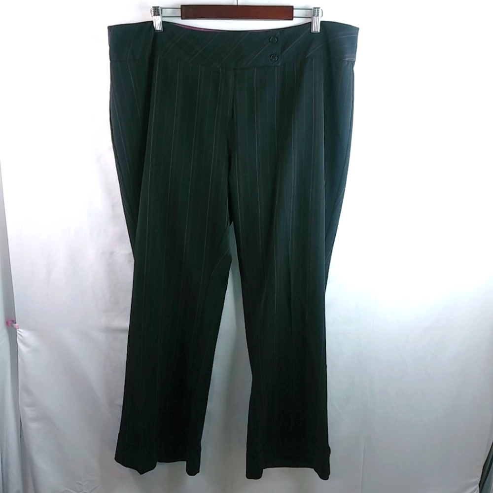 Courtenay Stretch 20W Striped Black Workwear Dress Pants